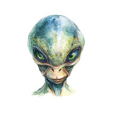 alien head vector illustration in watercolor style