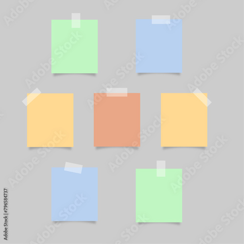 Set of different colored sheets of note papers
