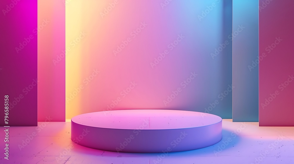 abstract violet purple blue yellow pink gradient wall room blank podium