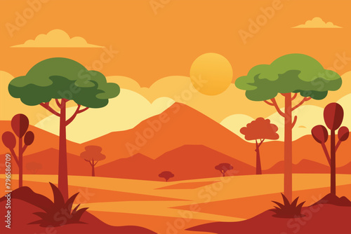 Desert forest landscape at daytime vector design © mobarok8888
