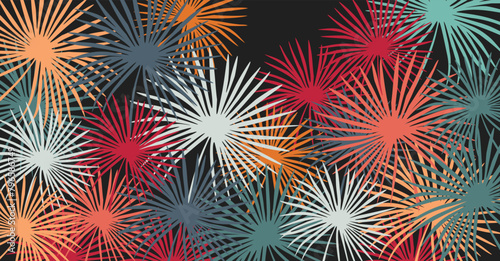 Tropical leaf Wallpaper, autumn palm leaf arts. Hand drawn outline design for fabric , print, cover, banner and invitation, Vector illustration.. Adobe Illustrator Artwork