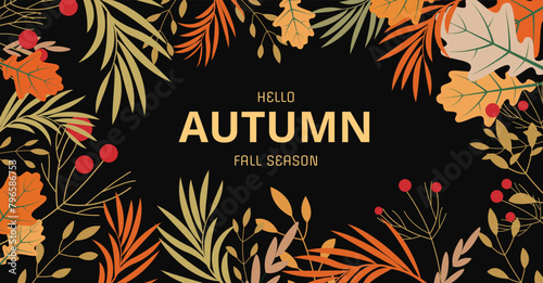 Autumn, Fall, Thanksgiving day trendy backgrounds with beautiful leaves. Abstract vector templates poster, invitation, card, flyer, cover, banner, placard, brochure, social media, sale, advertising
