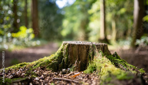 Wallpaper Mural Close-up of tree stump with green moss in woodland. Beautiful forest. Torontodigital.ca