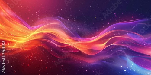 A colorful  swirling line of light and dark colors with a lot of stars