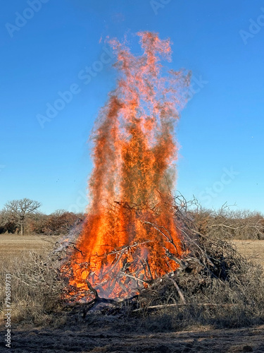 Bonfire - Brush pile on fire
