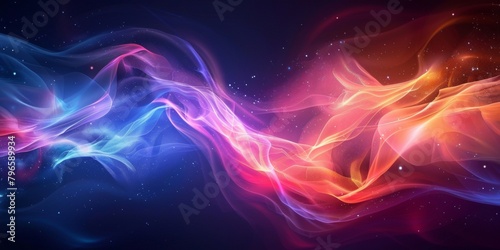 A colorful, swirling line of light with a blue and red section