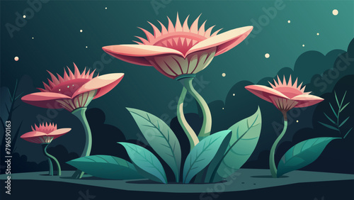 A the dense foliage of a jungle planet there lies a of carnivorous blossoms. Their pastel pink petals form a beautiful display but their