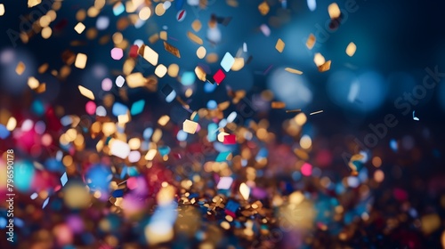 Celebration and colorful confetti party. Blur abstract background.