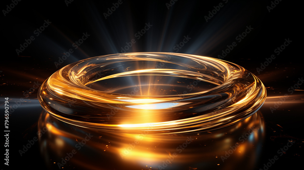 Glowing Golden Ring on a Black Background Glowing Golden Ring on a Black Background