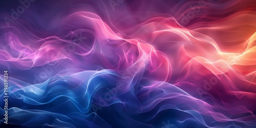 A colorful, abstract painting of a wave with purple, blue, and red colors