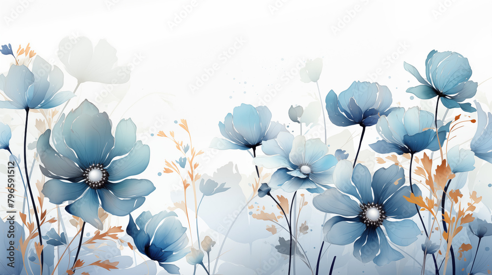 Modern Blue Floral Wallpaper for Elegant Interiors Modern Blue Floral Wallpaper for Elegant Interiors