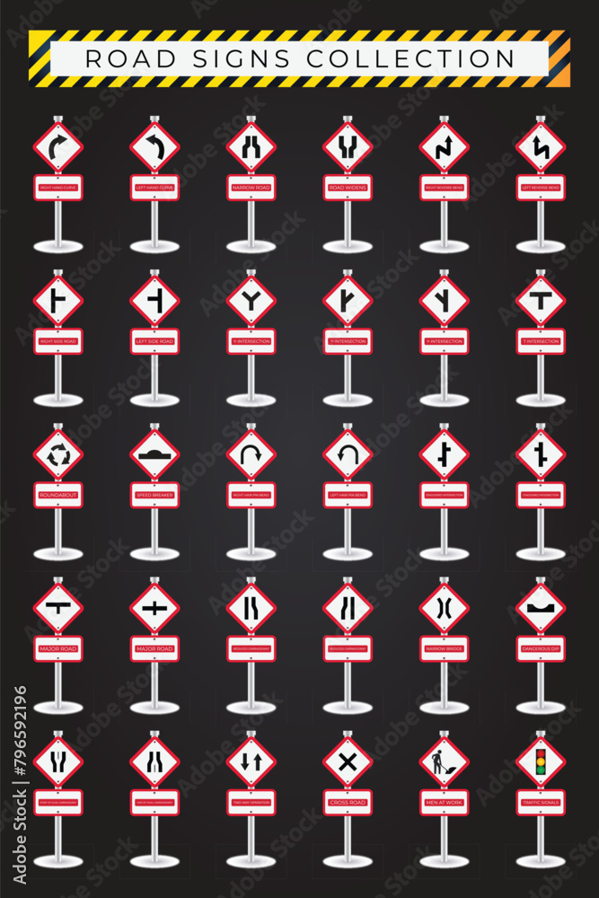 Free vector road or traffic sign collection Free vector road or traffic sign collection