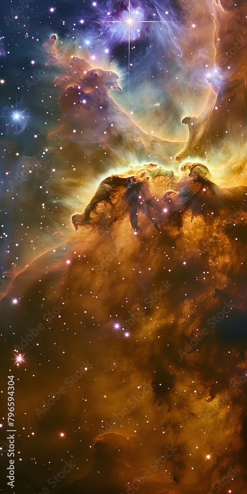 Cosmic Cascade Capturing the Dance of Stars and Nebulae Cosmic Cascade Capturing the Dance of Stars and Nebulae