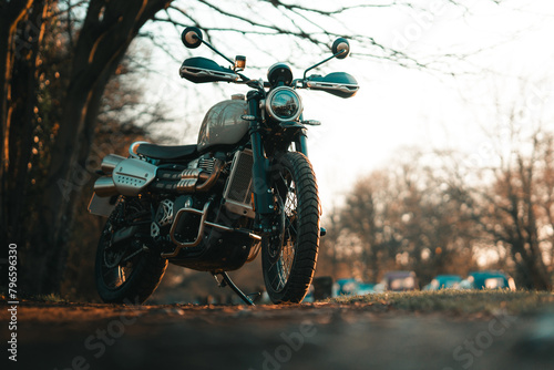Motorcycle, scrambler off-road motorbike, old school, classic bike photo