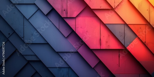 A colorful abstract design made of squares and triangles