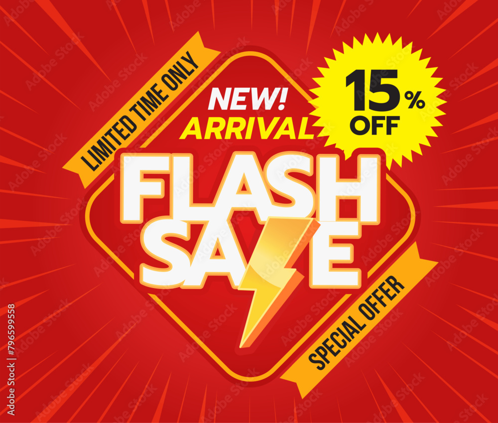 Flash sale offer discount 15% off illustration Flash sale offer discount 15% off illustration