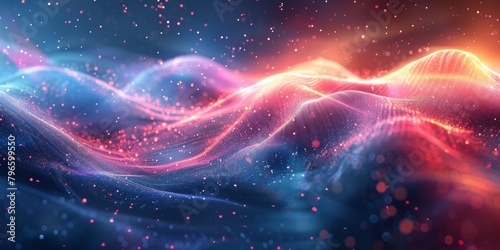 A colorful  swirling background with a blue and pink line