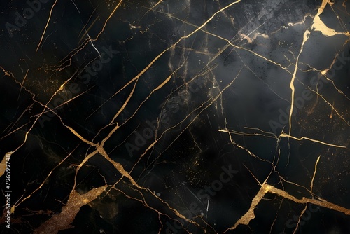 Luxurious black marble background with gold lines elegant and modern design. Concept Luxurious Design, Black Marble Background, Gold Accents, Elegant Aesthetic, Modern Style