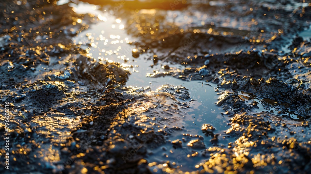 Closeup of polluted soil with chemicals due to impact of human activities Closeup of polluted soil with chemicals due to impact of human activities