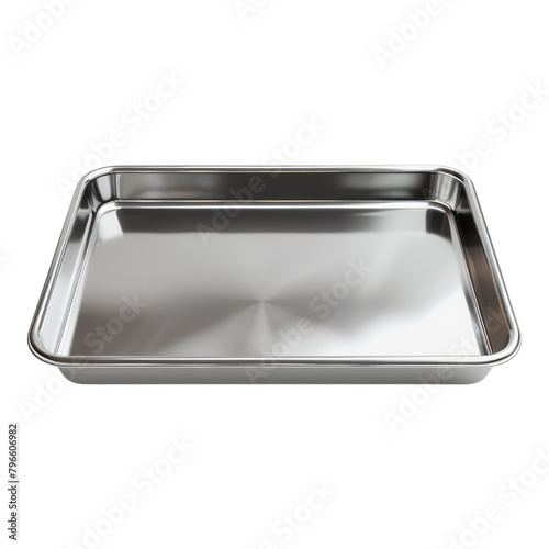Steel rectangular tray isolated on transparent background