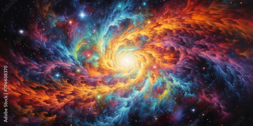 Swirling Galaxy with Vivid Colors and Sparkling Stars. Colorful Nebula in Deep Space. Generative AI Swirling Galaxy with Vivid Colors and Sparkling Stars. Colorful Nebula in Deep Space. Generative AI
