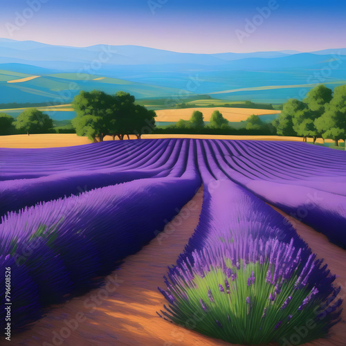 huge purple lavender fields, ai-generatet