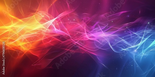 A colorful wave of light with a purple and orange section