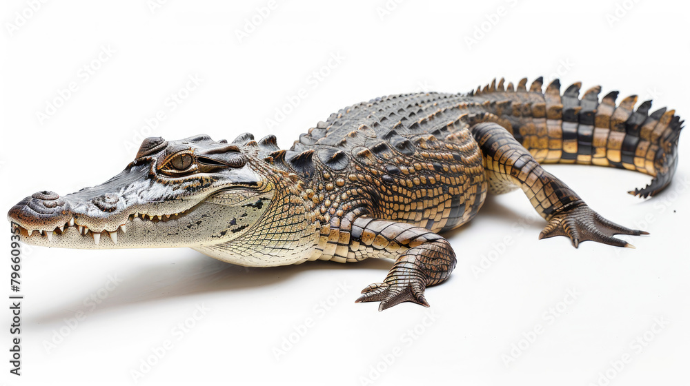 A saltwater crocodile on white background A saltwater crocodile on white background