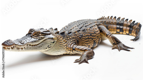 A saltwater crocodile on white background