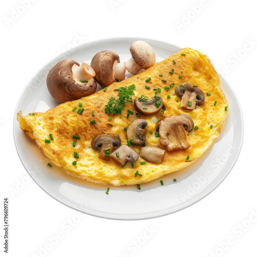 Tender omelet with Tender omelette with some mushrooms isolated on transparent backgroundsome mushrooms isolated on transparent background photo