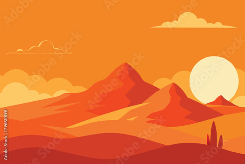 Desert landscape background vector design © mobarok8888