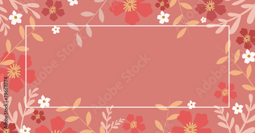 Abstract floral art background vector. Botanical  hand drawn flowers paint brush line art. Design illustration for wallpaper, banner, print, poster, cover, greeting and invitation card.