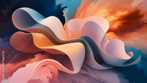 abstract 3d wavy colorful background, creative and unique background, AI Generative