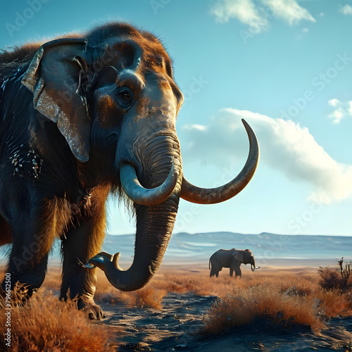 Large herds of mammoths migrate   ai-generatet