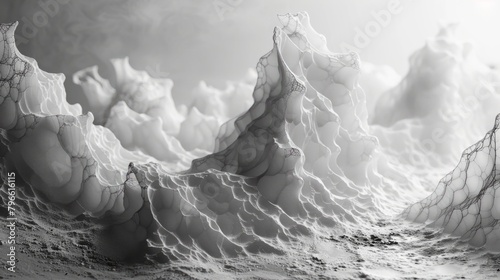 A grayscale image of a coral reef. photo