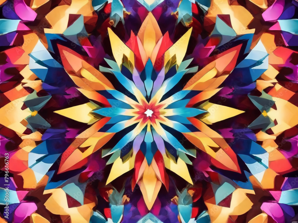 background, kaleidoscope of colored flower,AI generated