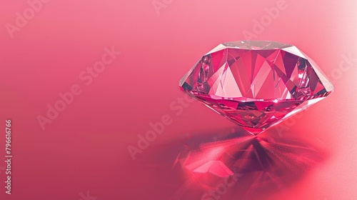 Simple Diamond  Gemstone in pink Background.