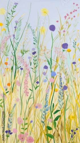 Flowers field art outdoors painting.