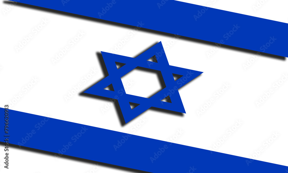 flag of the state of Israel, correct size in proportion. Graphic illustration of the Israeli flag with the Star of David and shadows for a 3D three-dimensional effect. press news. flag of the state of Israel, correct size in proportion. Graphic illustration of the Israeli flag with the Star of David and shadows for a 3D three-dimensional effect. press news.