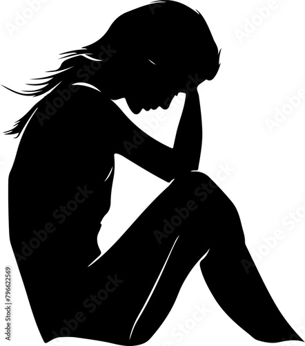 Depression Silhouette in Seated Pose
