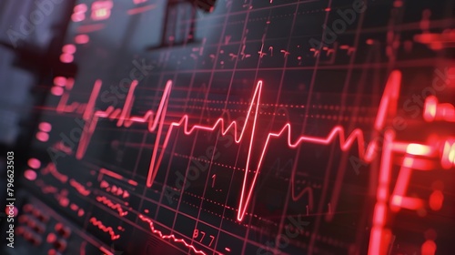 Wallpaper Mural Detailed Cardiac Rhythm Monitoring Display with Vital Heartbeat Electrocardiogram Tracing Torontodigital.ca