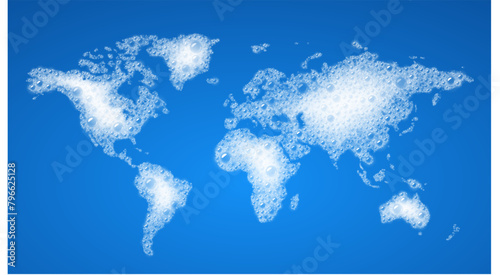World map of soap foam