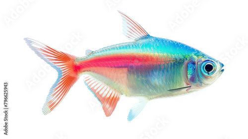 Neon tetra colorful fish isolated on white background photo