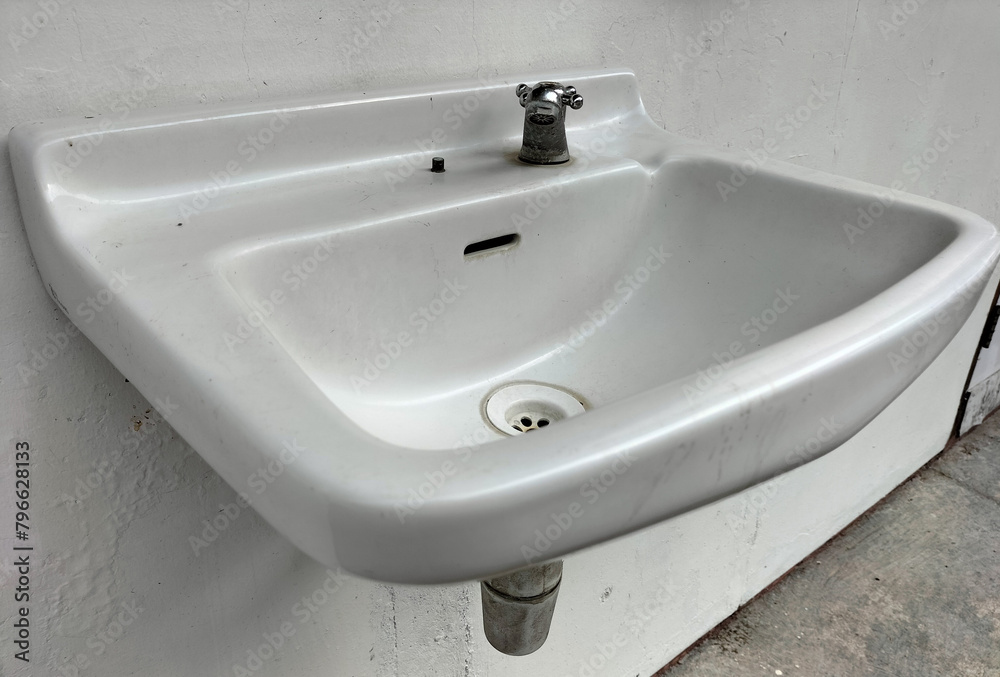 Set of ceramic rectangle washbasins with water tap. Porcelain washstand. Front and Top view. Sample Ceramic sink with faucet For Bathroom and Restroom.
Set of ceramic rectangle washbasins with water tap. Porcelain washstand. Front and Top view. Sample Ceramic sink with faucet For Bathroom and Restroom.