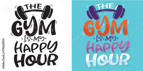 Cute hand drawn doodle lettering quote about gym. T-shirt design, mug print.