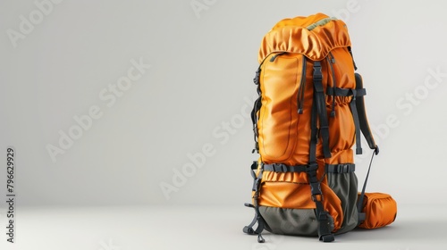 Mountain hiker carrier backpacking bag isolated on white background.