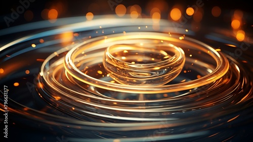 Abstract golden rings on transparent background