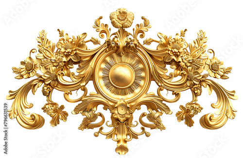 Golden vintage acanthus leaves ornament vector illustration on white background