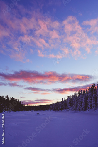 Image from the Alterdalstjernet Lake, part of the Totenaasen Nature Reserve up in the Totenaasen Hills, Norway, in winter.