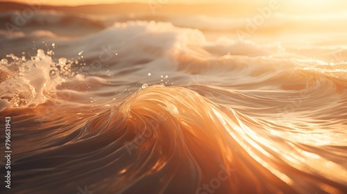 A serene sunset scene with a beautiful ocean wave